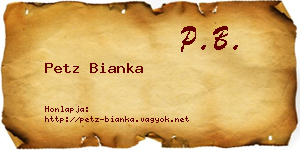 Petz Bianka névjegykártya